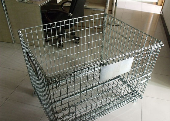 Lồng lưới thép có thể gập lại với bánh xe có phanh để vận chuyển hàng hóa hậu cần