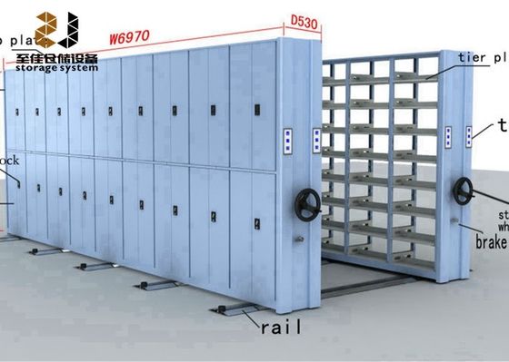 Grey Moving File Cabinets Shelf System Hệ thống kệ thư viện mật độ cao